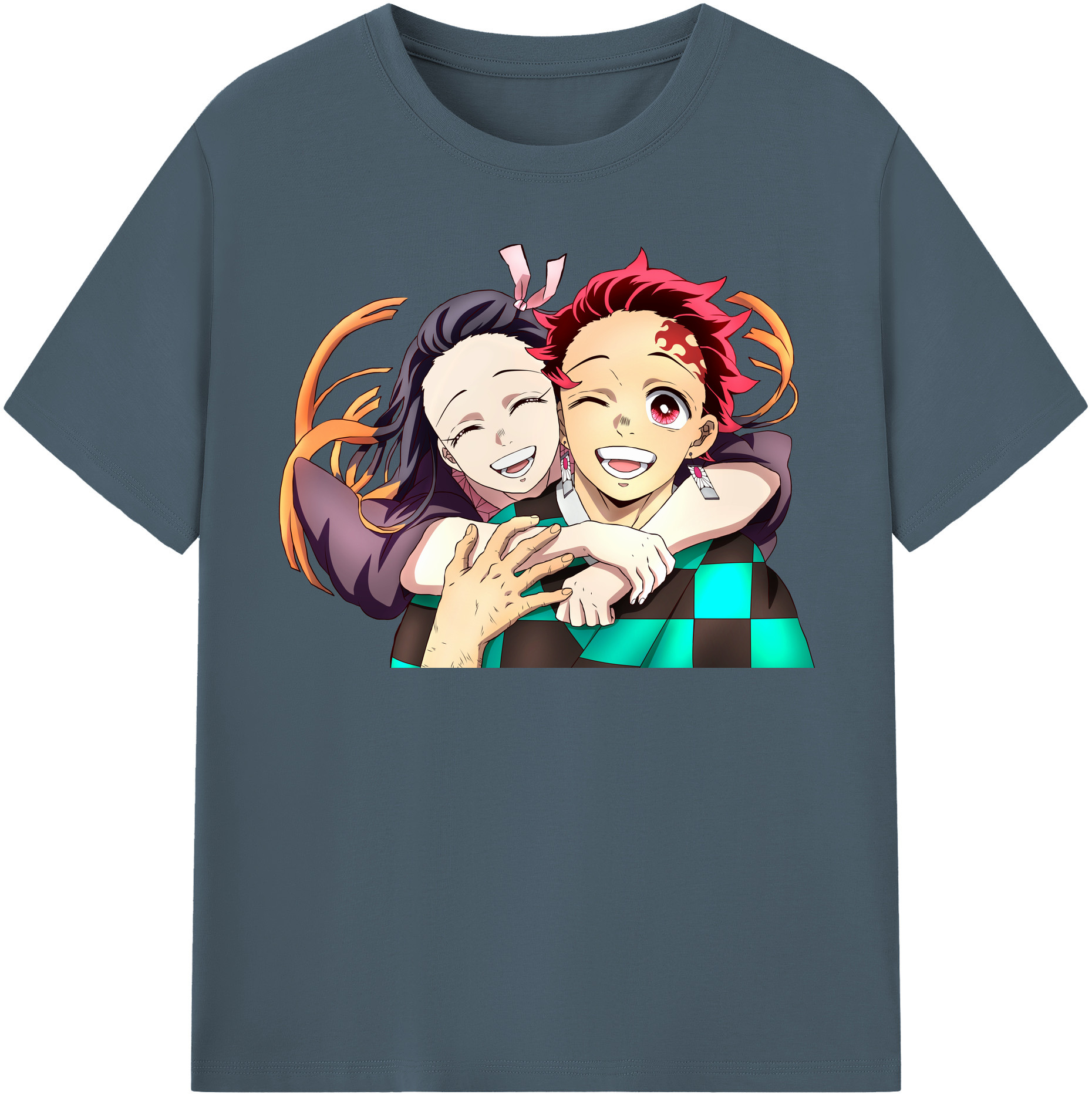 （画像用） 鬼滅の刃（きめつのやいば）竈門 禰󠄀豆子／かまど ねずこ Kamado Nezuko 綿100％半袖Tシャツ（フロントプリント）
